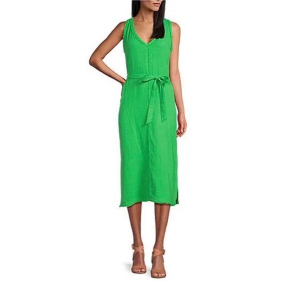 Tommy Bahama Coral Isle cotton gauze self - Tie frayed hem midi dress - Picture 1 of 15